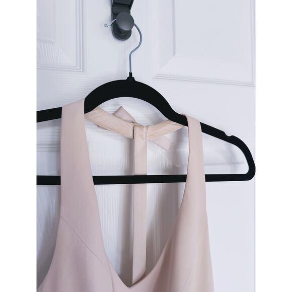 WHITE Vera Wang V-Neck Halter Gown Bridesmaid Dress Belted Bow Slit Size 4 Event - Picture 4 of 12